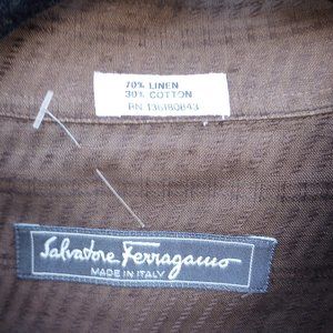 Salvatore Ferragamo long sleeve button down shirt XL brown tone on tone NEW